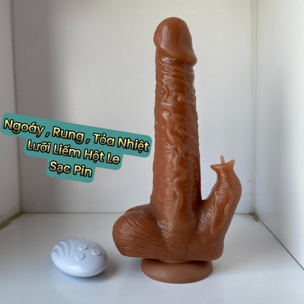 Dương vật giả điều khiển từ xa có lưỡi liếm rung ngoáy tỏa nhiệt CDV788